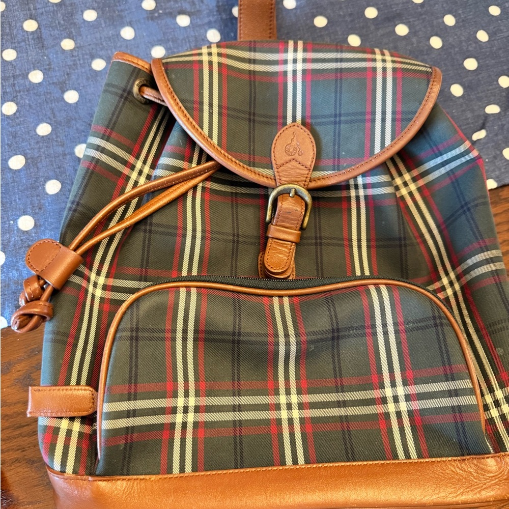 BeanPole Plaid Leather-Trimmed Backpack
